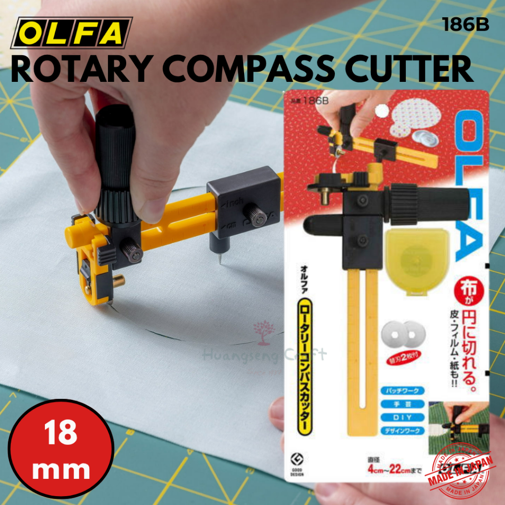 OLFA Original PackageRotary Compass Cutter 186B คัตเตอร์วงเวียนตัดวงกลม สำหรับงานผ้า