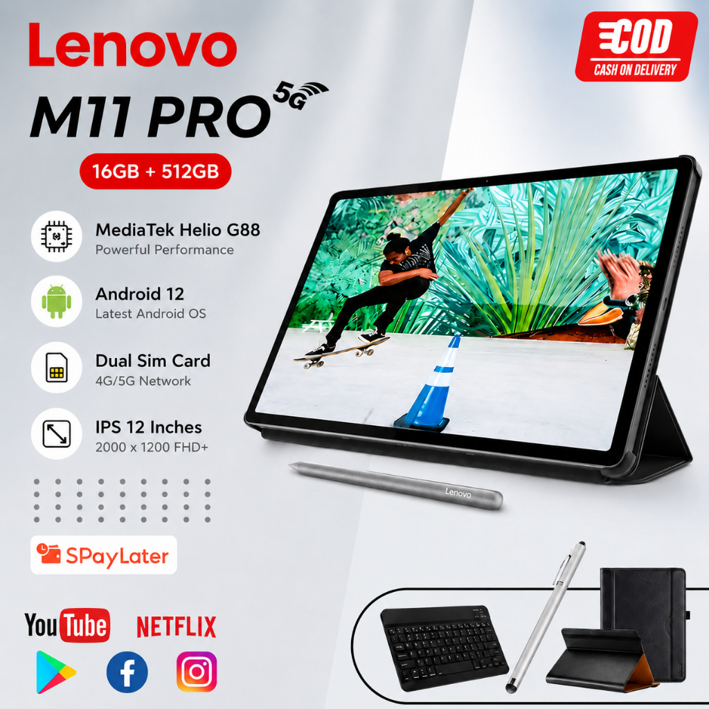 🔥 Lenovo Tab M11 2025 | 16+512GB | Android 12 | 4G/5G + WiFi | Dual SIM | แท็บเล็ตแรงลื่น ศูนย์ไทย