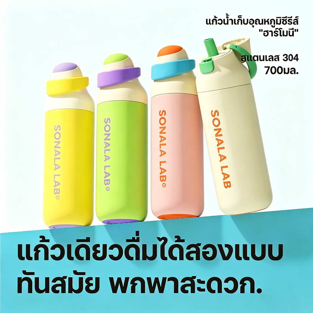 แก้วเก็บความเย็น 304 สแตนเลสแท้ เก็บได้ทั้งความร้อน 550ML/700ML