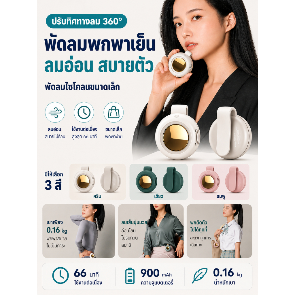 MF019พัดลมแขวนเอว 3 ความเร็ว บบพกพามือถือ พัดลมขนาดเล็ก Mini Fan Rechargeable Clip-on Waist Fan Portable พัดลมคาดเอว