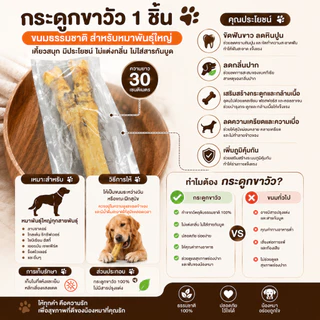 กระดูกขาวัวชิ้นใหญ่ ขัดฟันสุนัข ลดหินปูน สำหรับสุนัขพันธุ์ใหญ่