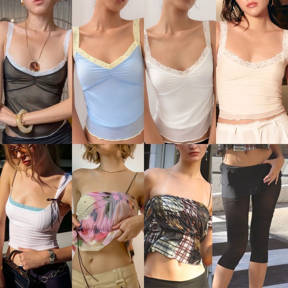 Try_yorata | Blursday Michelin top, Mini lettuce top, Blue lace, Legging Skants เสื้อกล้าม เสื้อครอปสายเดี่ยวลูกไม้