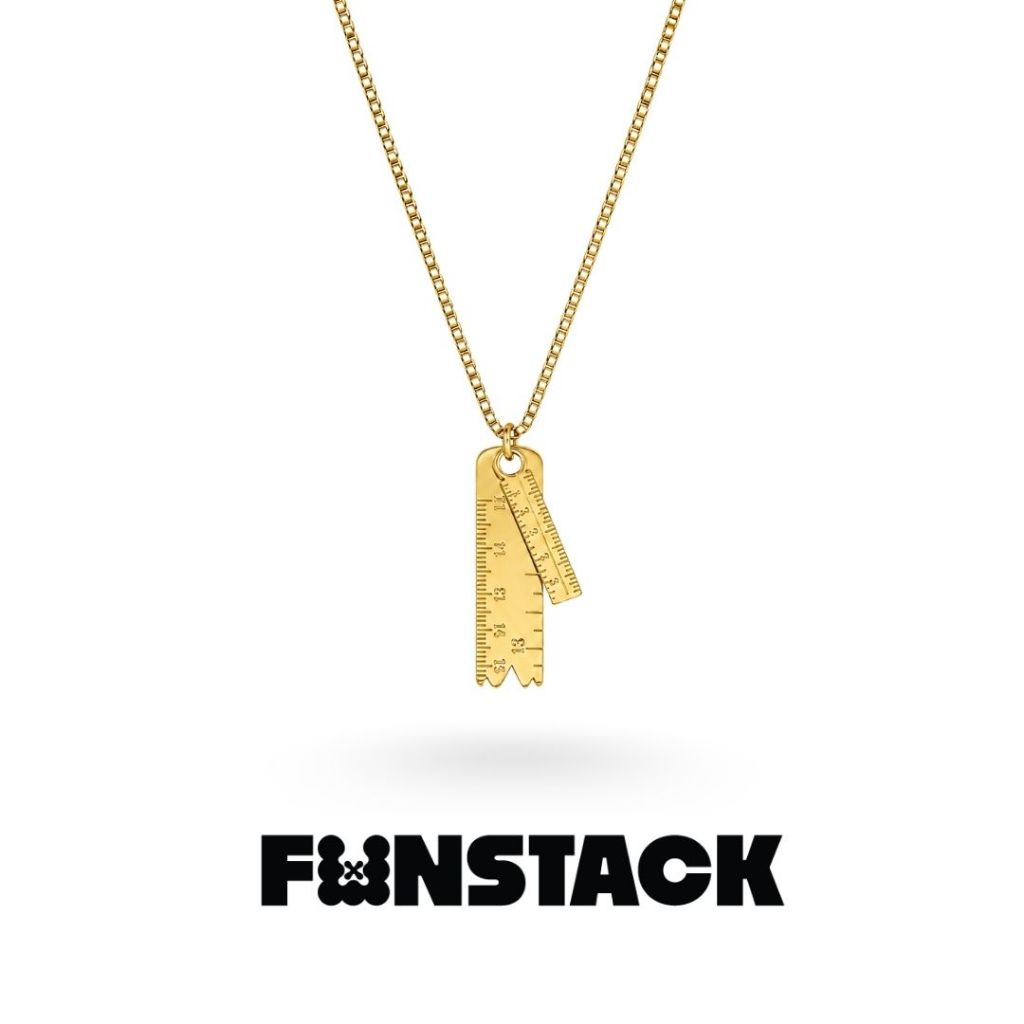 FUNSTACK สร้อยคอ โซ่ลายบ็อกซ์เชน ขนาด 1.5 มม. Rule The World Double Rulers Gold Stainless Steel