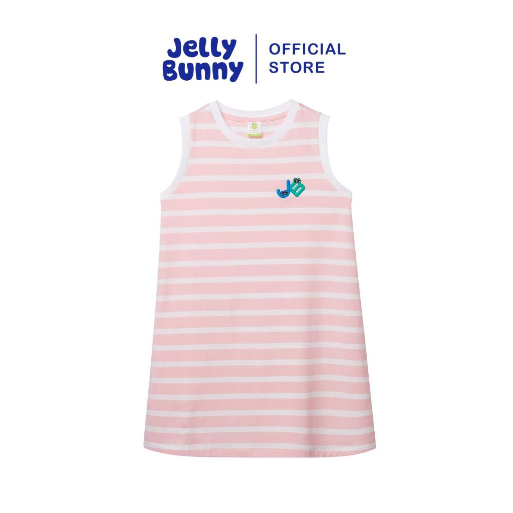 JELLY BUNNY เดรสสั้นลายทางปักโลโก้ สำหรับเด็กผู้หญิง รุ่น B26SGKB007 STRIPED PINK
