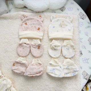 A01เซ็ตหมวก-ถุงมือ-ถุงเท้า3Dพี่หมีน่ารักตัดเย็บในประเทศไทยคนไทยผลิต