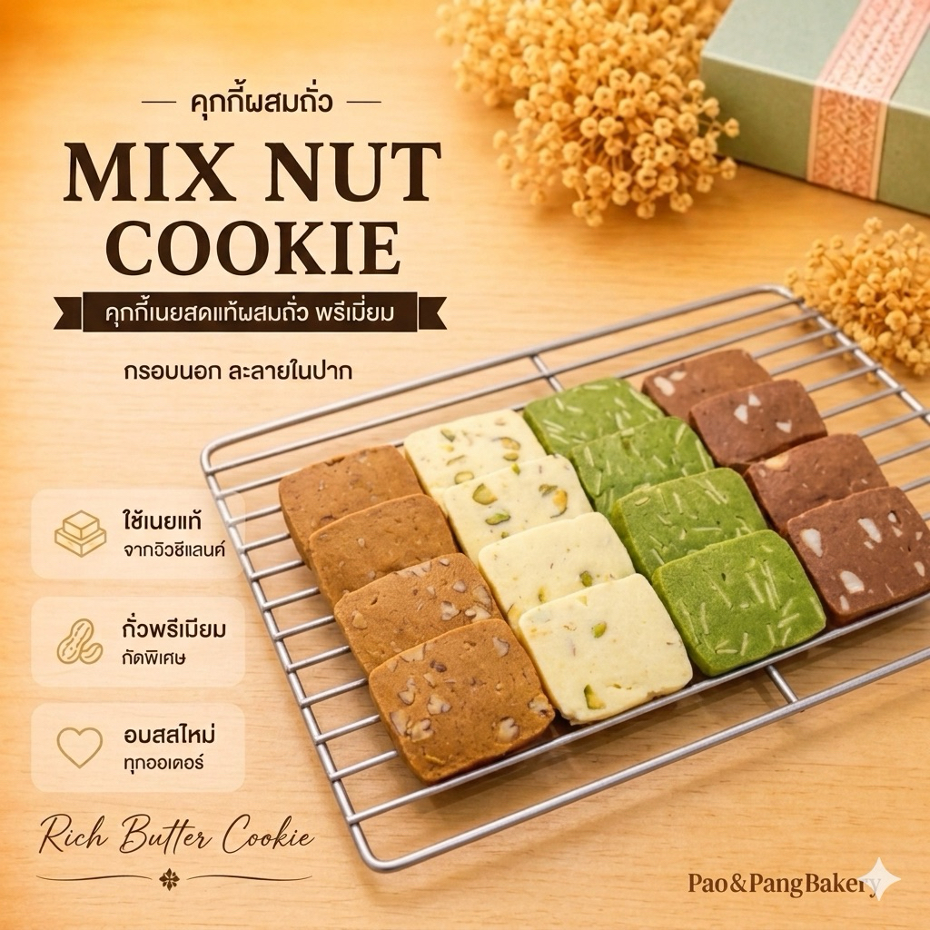 [ส่งภายใน1-2วัน] Mix Nut Cookie คุกกี้เนยผสมถั่วพรีเมียม คละรส By PaoPangBakery