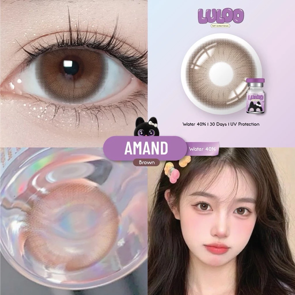 คอนแทคเลนส์ (ขนาดกลาง) รุ่น 💜 Amand 💜 ราย1เดือน LULOO มีอย. ปลอดภัย กรองแสง ถนอมดวงตา