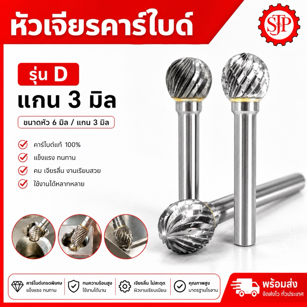 หัวเจียร์คาร์ไบด์-Carbide Rotary Files รุ่น D แกน3