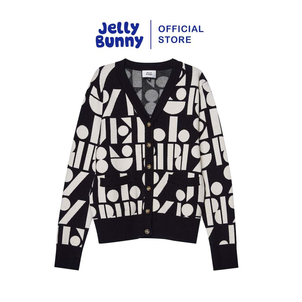 JELLY BUNNY คาร์ดิแกนคอวีปักลายโลโก้ รุ่น B26SGWD002 BLACK