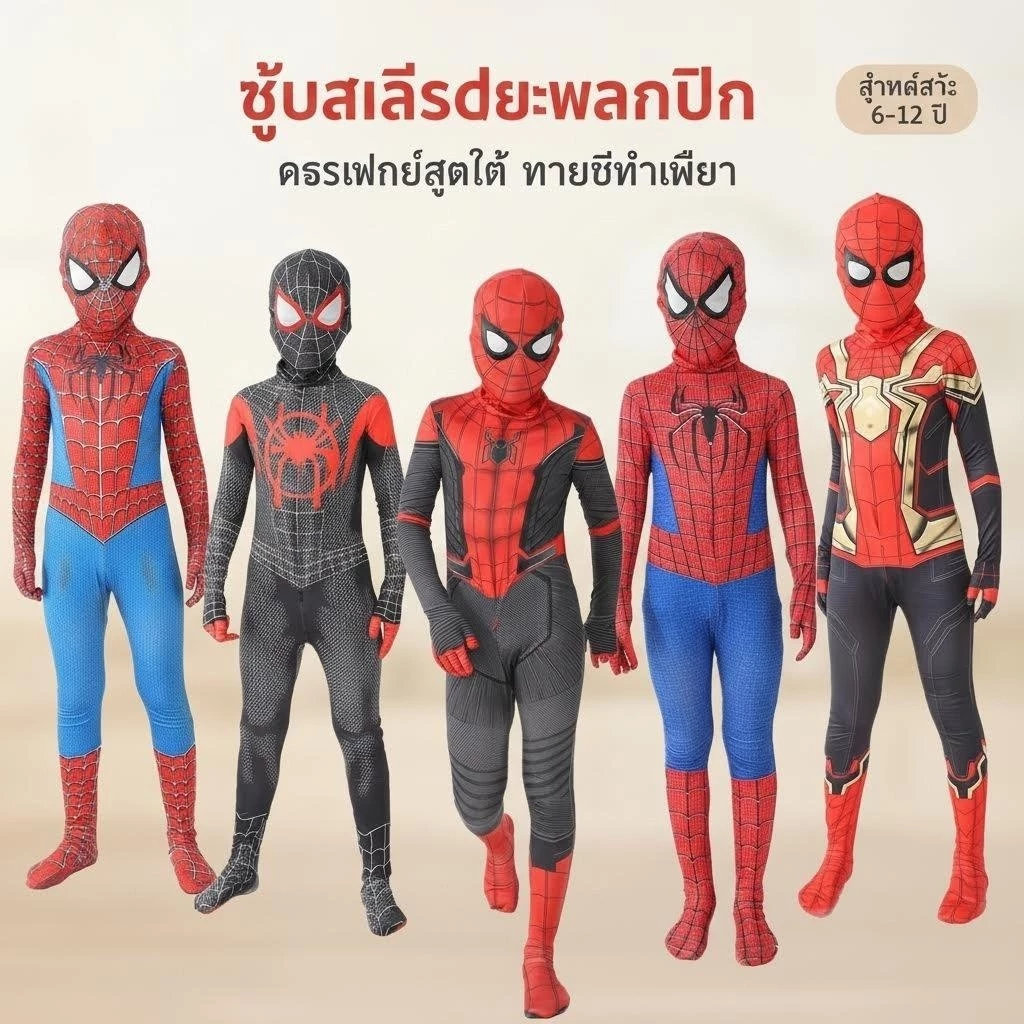 ชุดสไปเดอร์แมน สำหรับเด็ก สไปเดอร์แมน ซูเปอร์ฮีโร่ ชุดแฟนซี คอสเพลย์ ซูเปอร์ฮีโร่