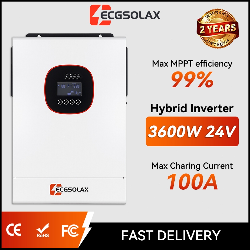ECGSOLAX 3.6KW MPPT Hybrid Inverter Solar Inverter 24V off-grid Inverter 230VAC Built In 100A Solar Charge Controller