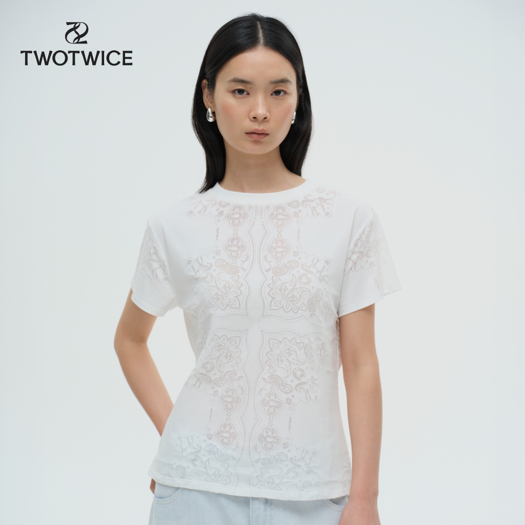 Twotwice - "BURN OUT TEE" - เสื้อยืด Paisley *สินค้าพร้อมส่ง*