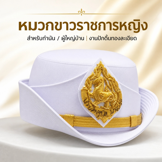 หมวกขาวราชการหญิง​ กำนัน ผู้ใหญ่ฯบ้าน​