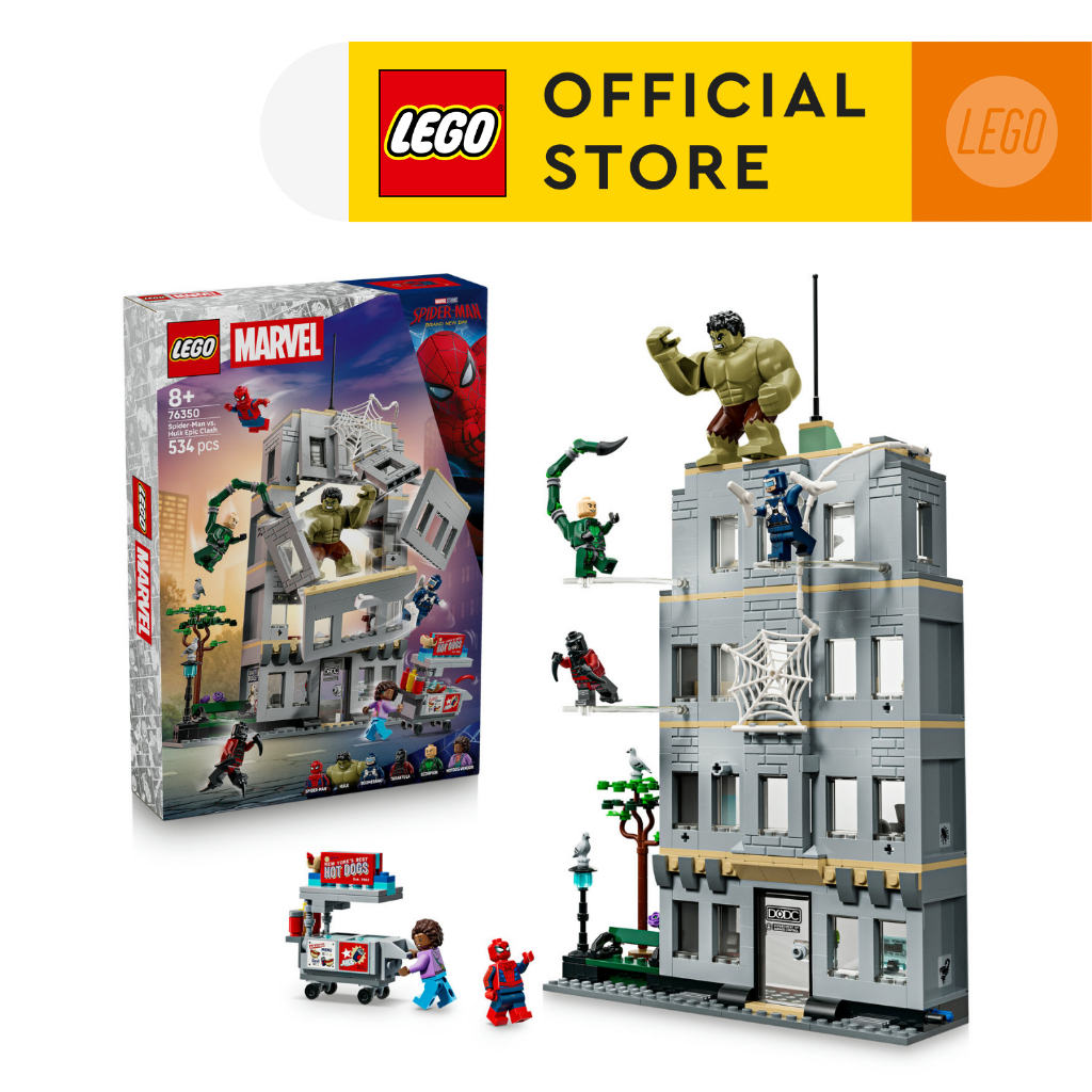 LEGO Super Heroes Marvel 76350 Spider-Man vs. Hulk Epic Clash (534 Pieces), Building Blocks, Kids To