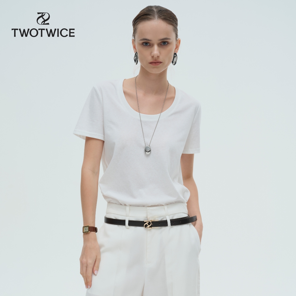(พร้อมส่ง) Twotwice - Nordic Base Tee เสื้อยืดคอเปิดทรงเบสิก