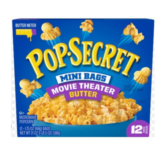 Pop Secret Movie Theater Butter (Mini Bags) ป๊อป ซีเคร็ท มูฟวี่ เธียเตอร์ บัตเตอร์ (มินิ แบ็กส์) 588g.