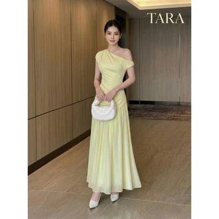Tarastore ชุดเดรส สีเหลือง แบบละมุน ใส่ออกงาน สวยหรูมาก #G415