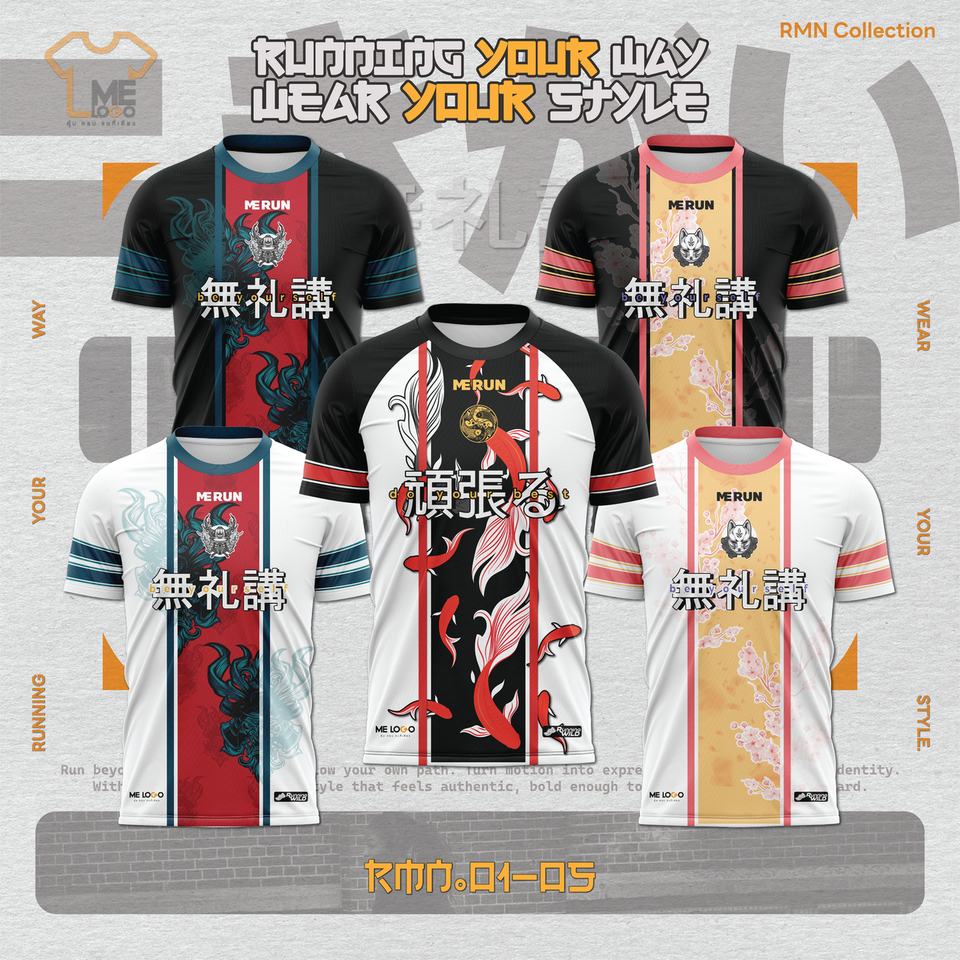 เสื้อวิ่ง (RMN.01-RMN.05) ลายสวย ใส่ได้ทั้งผู้หญิง ชาย พิมพ์ลายทั้งตัว Sport ใว้ใส่เล่นกีฬา ออกกำลังกาย