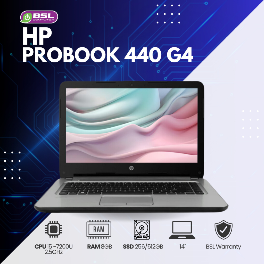 โน๊ตบุ๊คมือสอง HP PROBOOK 440 G4 CPU i5 GEN 7 แรงๆ Used laptop ลงโปรแกรมพร้อมใช้งาน พร้อมส่ง