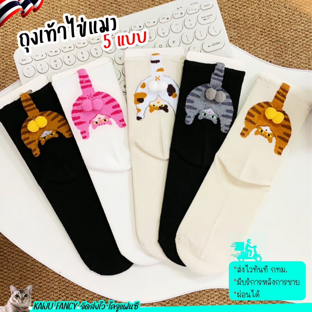 ถุงเท้าไข่แมว😺ถุงเท้าลายแมว💥ส่งทันที กทม💥 มี 6 แบบ