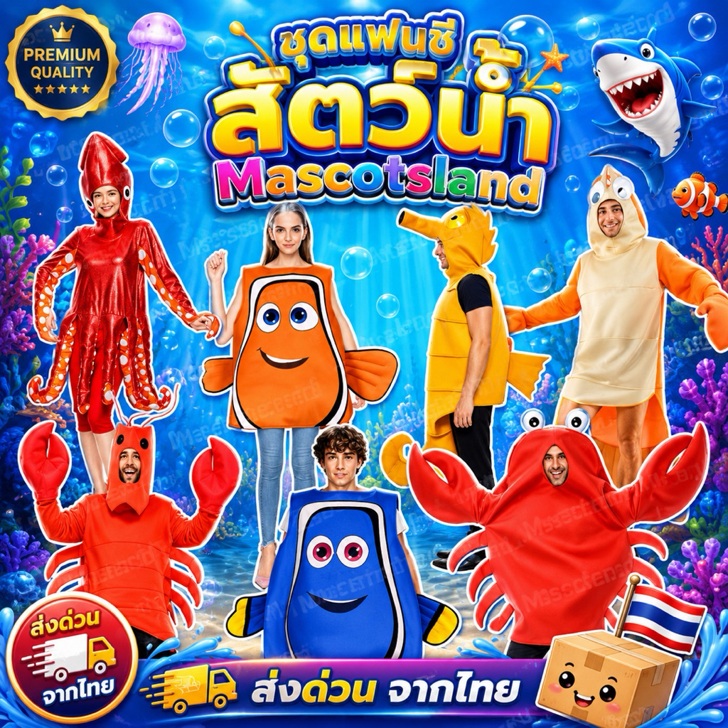 ชุดตรีมสัตว์น้ำ🌊พร้อมส่งจากทะเลน้ำลึก🌊ชุดปลา🌊ชุดแฟนซี🌊ชุดปู🦀ชุดกุ้ง🦐ชุดปลาทู ชุดแฟนซีปลาฉลาม