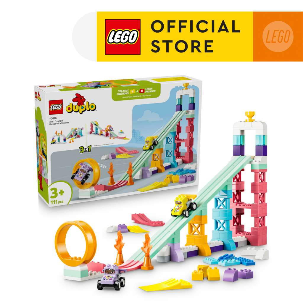 LEGO DUPLO Town ‏10478 منحدرات إبداعية 3 في 1 مع سيارات (111 قطعة)