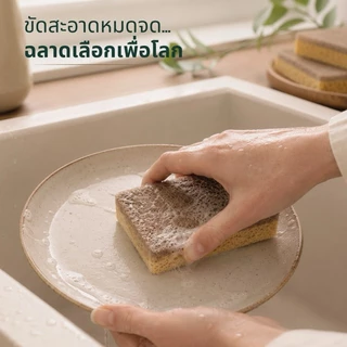 Mind the Wrap ฟองน้ำรักษ์โลกธรรมชาติ 100% ฟองน้ำล้างจานเซลลูโลส ไร้ไมโครพลาสติก [บรรจุ 6 ชิ้น]