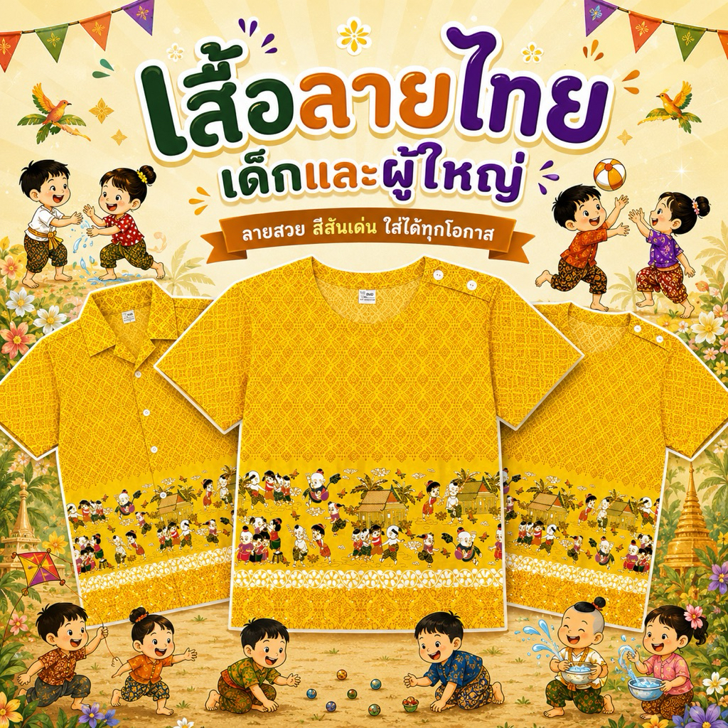 เสื้อลายไทย-วัฒนธรรมการละเล่น(เด็ก)