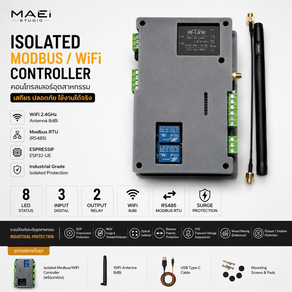 32UE-L8-3I2O-RS485 Modbus WiFi and Controller