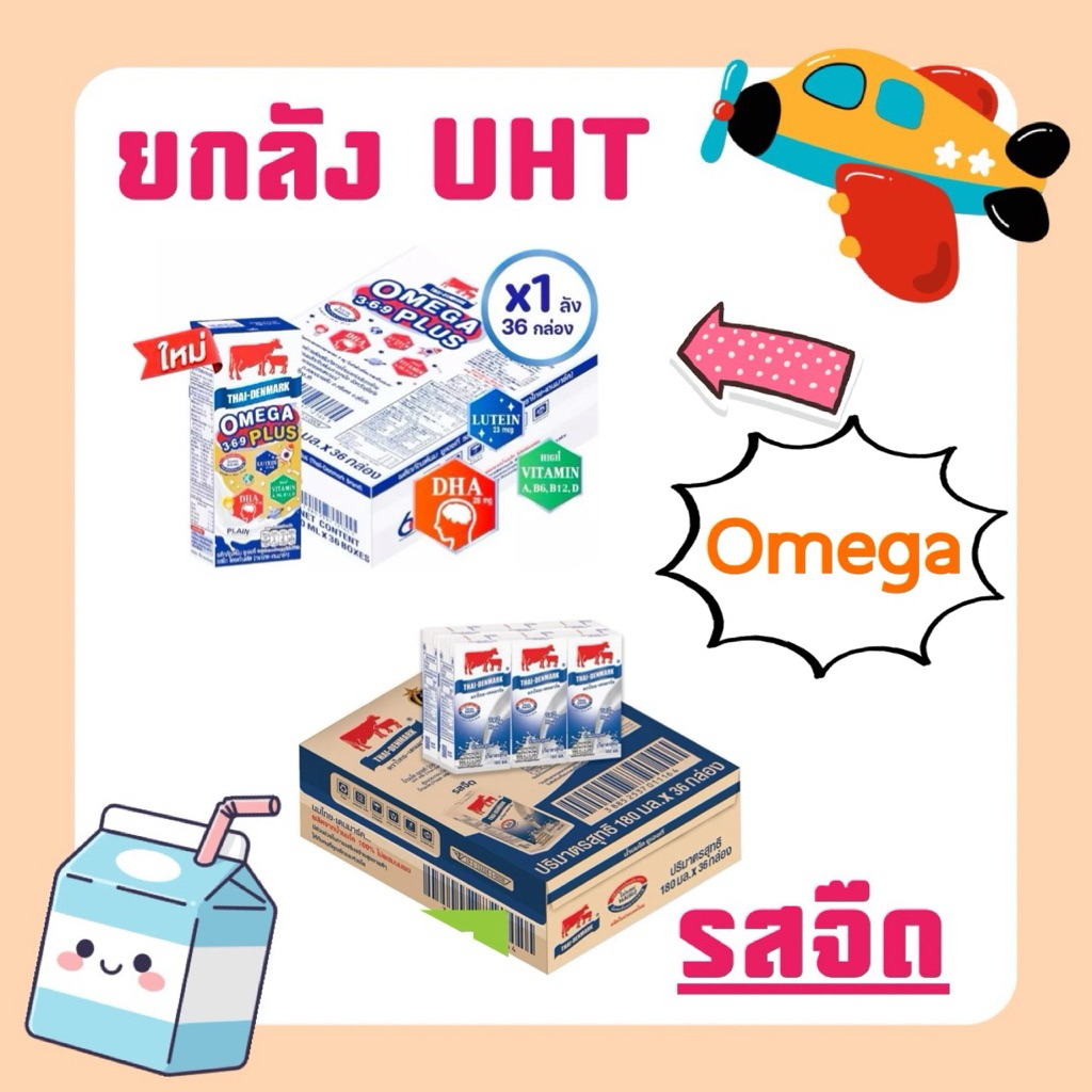 หมดอายุเดือน10/2026❤️ยกลัง นมไทยเดนมาร์ค รสจืด 180ml. ยกลัง 36 กล่อง