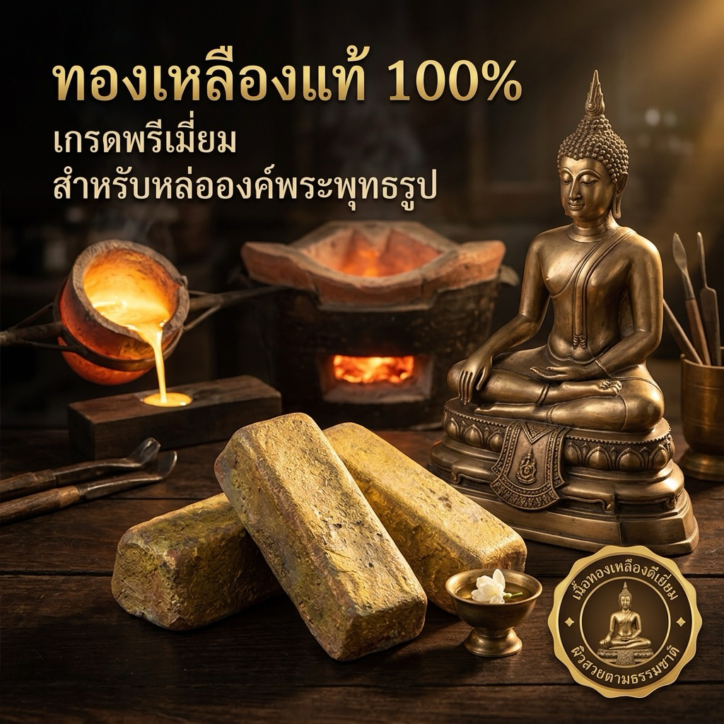 แท่งทองเหลือง แท่งโลหะหล่อพระ ทองเหลืองแท้ 100% สำหรับร่วมพิธีเททองหล่อพระพุทธรูป หลอมง่าย ราคาโรงงาน