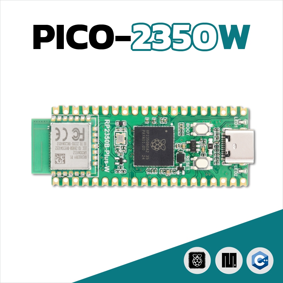 INEX PICO-2350W บอร์ดไมโครคอนโทรลเลอร์/RP2350B/พร้อมวงจรสื่อสารไร้สาย WiFi/Bluetooth 5.2/พิโค