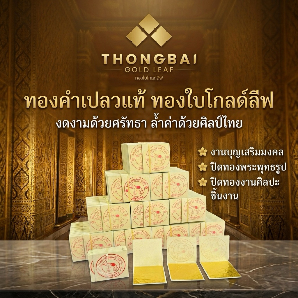 ทองคำเปลวเเท้ คุณภาพดี ราคาโรงงานโดยตรง *เเพค 10 แผ่น* เกรดคุณภาพร้านทองใบโกลด์