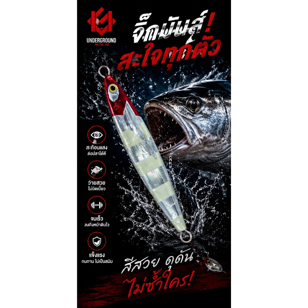 Morlay Metal Jig เหยื่อจิ๊กเรืองแสง งานทะเล แอคชั่นสวย มี 40g-150g