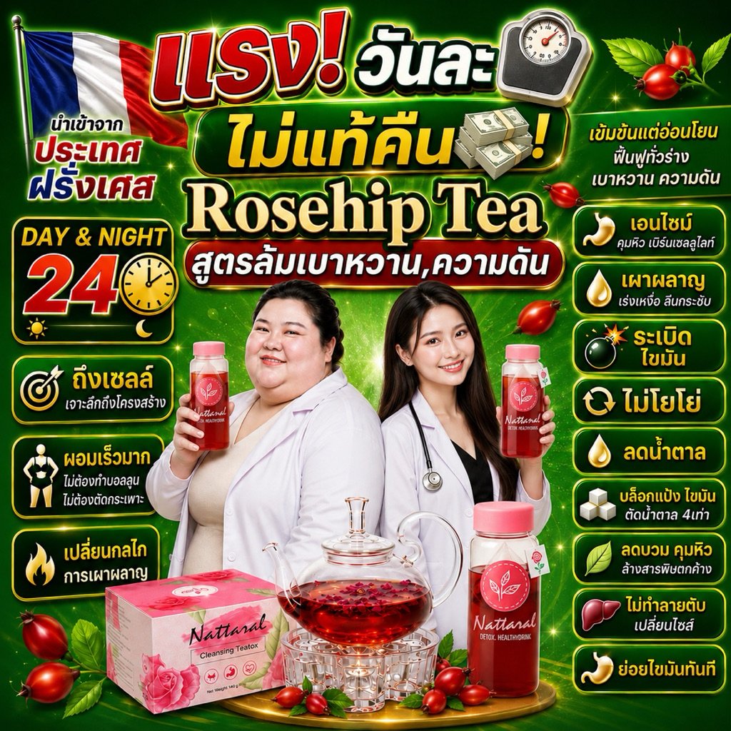 1กล่อง [ทานได้ถึง10วัน] "ลีนไว ไร้ผลข้างเคียง“ สูตรลดไขมันน้ำตาล เบาหวานความดัน Rosehipชาดอกไม้ยุโรป ไม่แท้คืนเงิน มีอย.