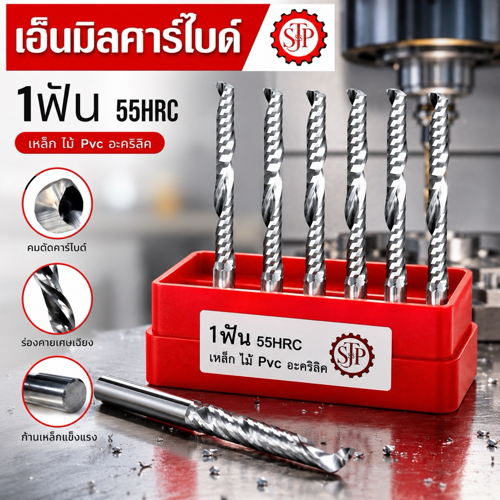เอ็นมิลคาร์ไบด์ 1ฟัน ดอกกัดอลูมิเนียม แกน3 มิล CARBIDE END MILL -1F