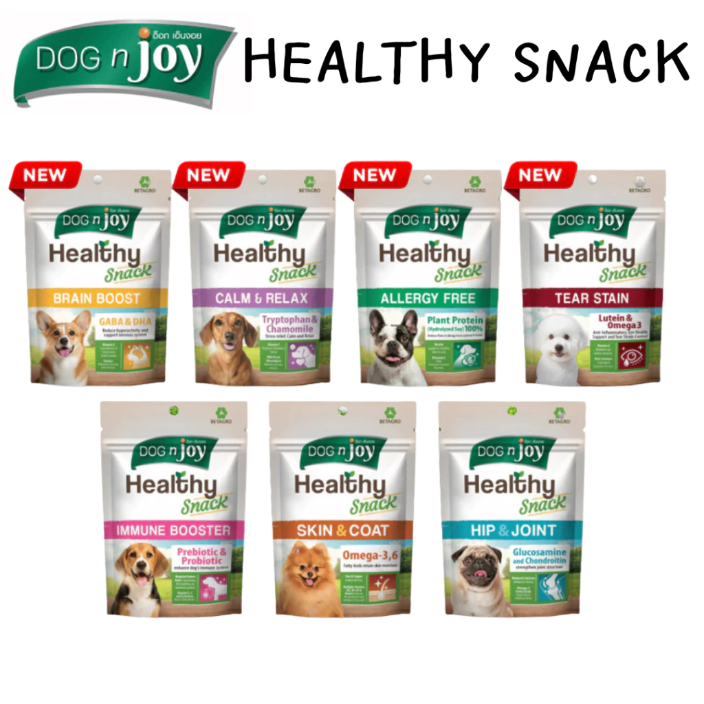 Dog N joy Healthy Snack ด็อกเอ็นจอย ขนมขบเคี้ยวเพื่อสุขภาพสำหรับสุนัขอายุ 1 ปีขึ้นไป ขนาด 100กรัม