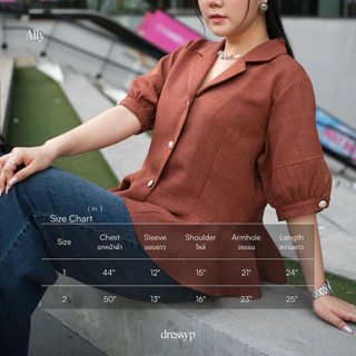 dressyp - Ally เสื้อคอปก ผ้าSerene ทรงปล่อย ชายระบาย ลุคเรียบหรู ใส่สบาย dp379