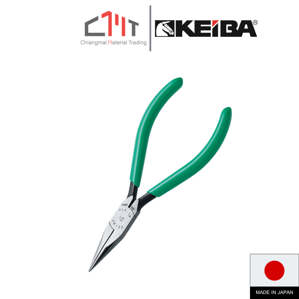 KEIBA คีมปากแหลม มินิ ด้ามเขียว ขนาด 5"(120mm.) ปลายแหลมป้องกัน รอยขีดข่วน No.HL-D14