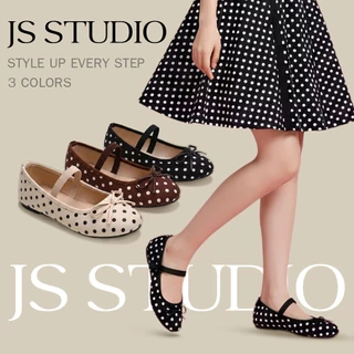 JS.STUDIO รองเท้าแมรี่เจนลายจุดวินเทจ น่ารักและหวาน ไอเท็มแฟชั่นที่เข้ากับทุกสไตล์ LN898