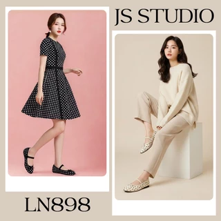 JS.STUDIO รองเท้าแมรี่เจนลายจุดวินเทจ น่ารักและหวาน ไอเท็มแฟชั่นที่เข้ากับทุกสไตล์ LN898