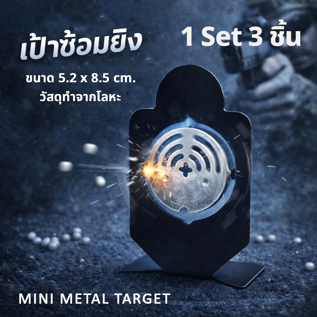 เป้าซ้อมยิงโลหะ Mini Metal Target 1 ชุด ได้เป้า 3 ชิ้น แข็งแรง ทนทาน พร้อมส่ง