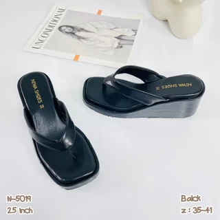 NIWA SHOES รุ่น N-5019 รองเท้าส้นตึกส้นโฟม น้ำหนักเบา สูง 2.5 นิ้ว รองเท้าแตะเตารีด รองเท้าผู้หญิง ลายพอลก้าดอท สีพื้น