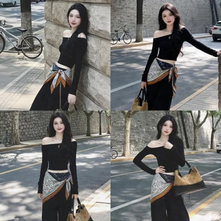 Miss_J พร้อมส่งจากกทม🎀การสวมผ้าพันคอลายเพสลีย์สไตล์เกาหลีและการใช้เครื่องประดับ