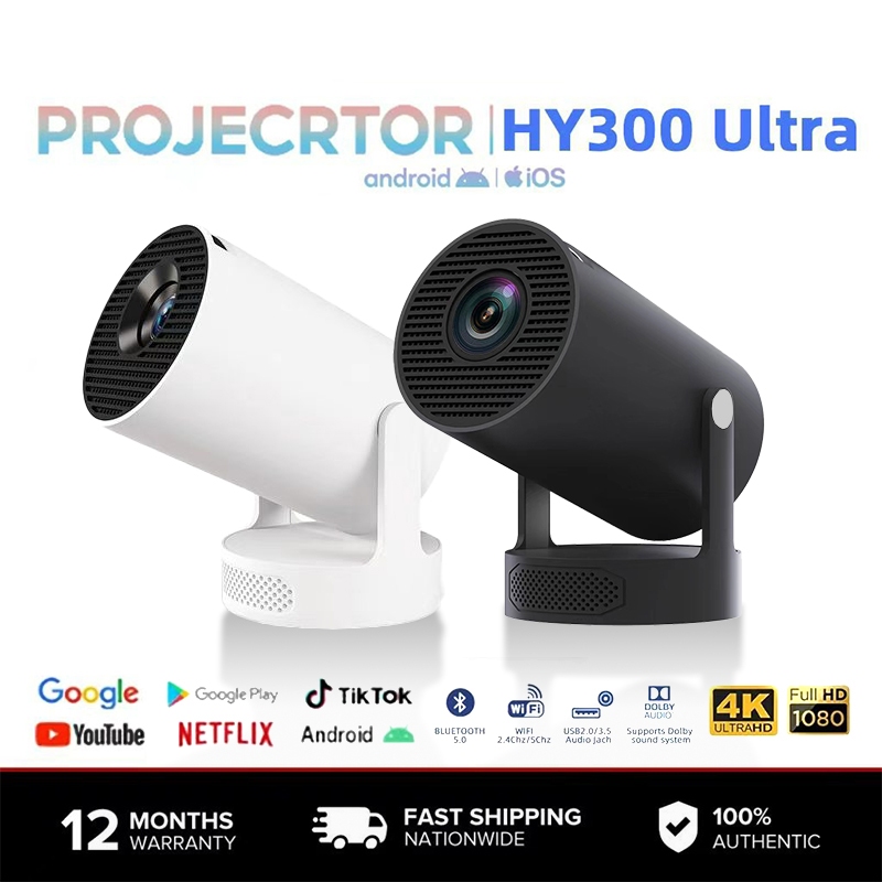 HY300 Ultra โปรเจคเตอร ์ แบบพกพา Android 11 270° ฟรีมุมบลูทูธ 5.0 130 องศาจอแสดงผลหน ้