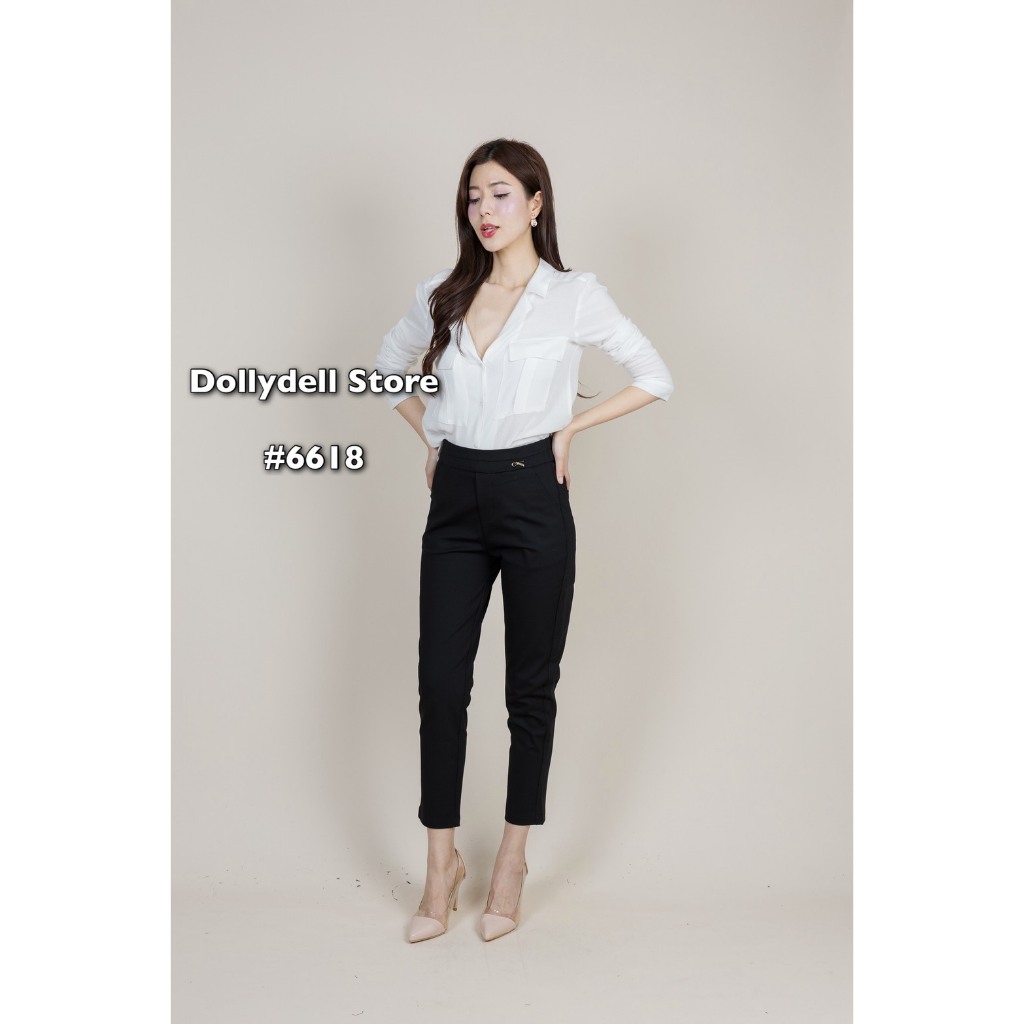 กางเกงทำงานDolly รุ่น#D6618 เอวด้านหลังเป็นสม๊อคยืดได้ เนื้อผ้าคุณภาพดีใส่สบาย