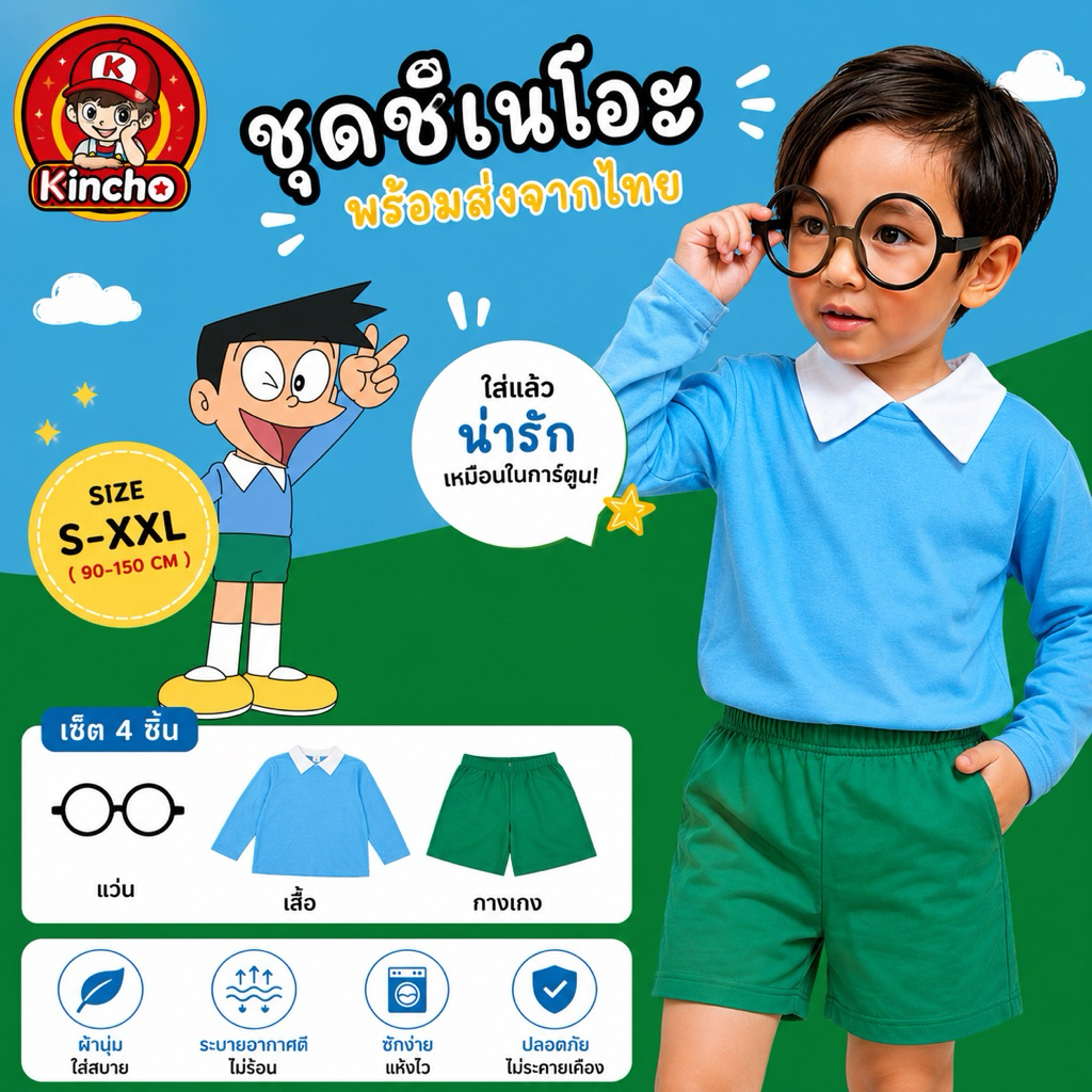 #ชุดเด็กซูเนโอะ #ซึเนโอะ #ชุดโดเรมอน #ชุดแฟนซี #ชุดคอสตูม #ชุดคอสเพลย์