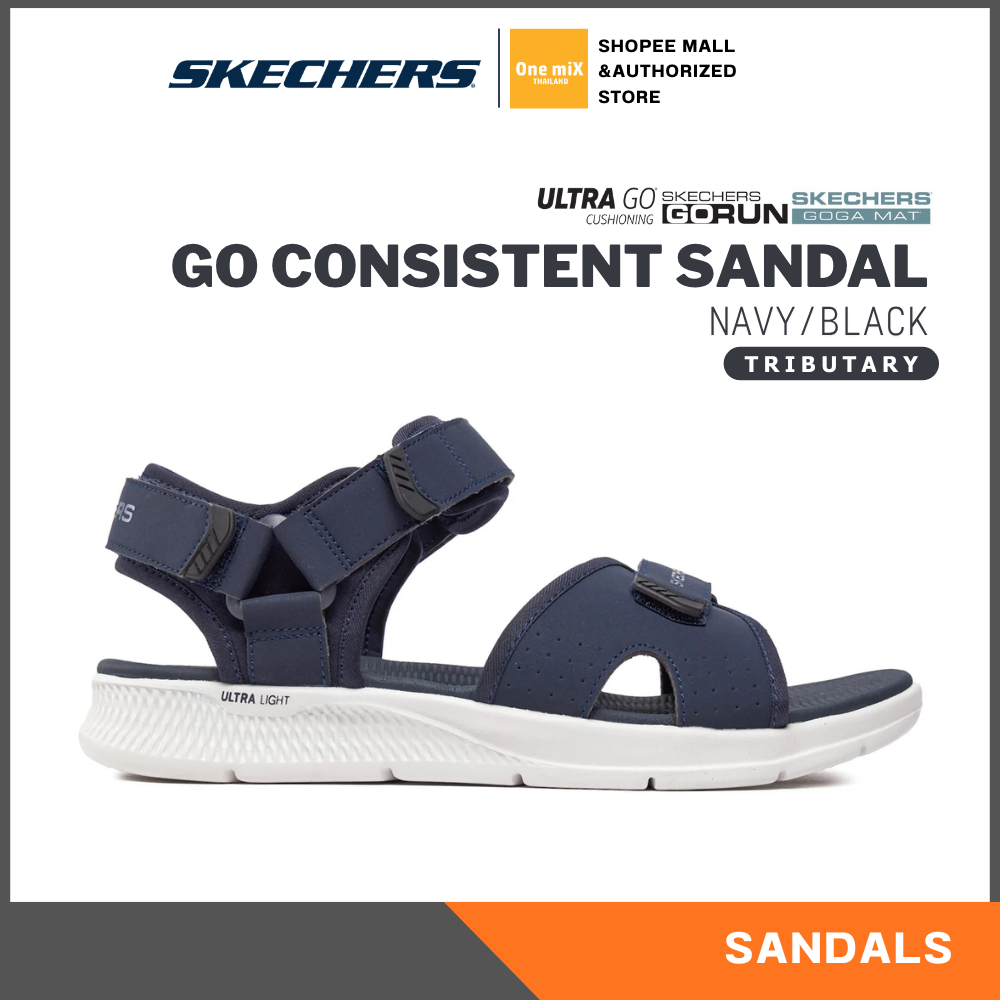 SKECHERS Men's GO Consistent Sandal - Tributary (Navy/Black) รองเท้ารัดส้นผู้ชาย นุ่มมาก สเก็ตเชอร์ แท้