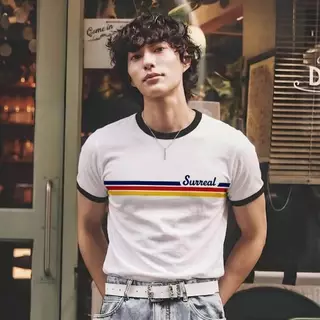 SURREAL เสื้อ Ringer Tee 70's mood ดีไซน์เรียบมีเอกลักษณ์ ผ้า Cotton 100% ระบายอากาศดี ขอบสีตัดชัดเจน ฟีลวินเทจคลาสสิก