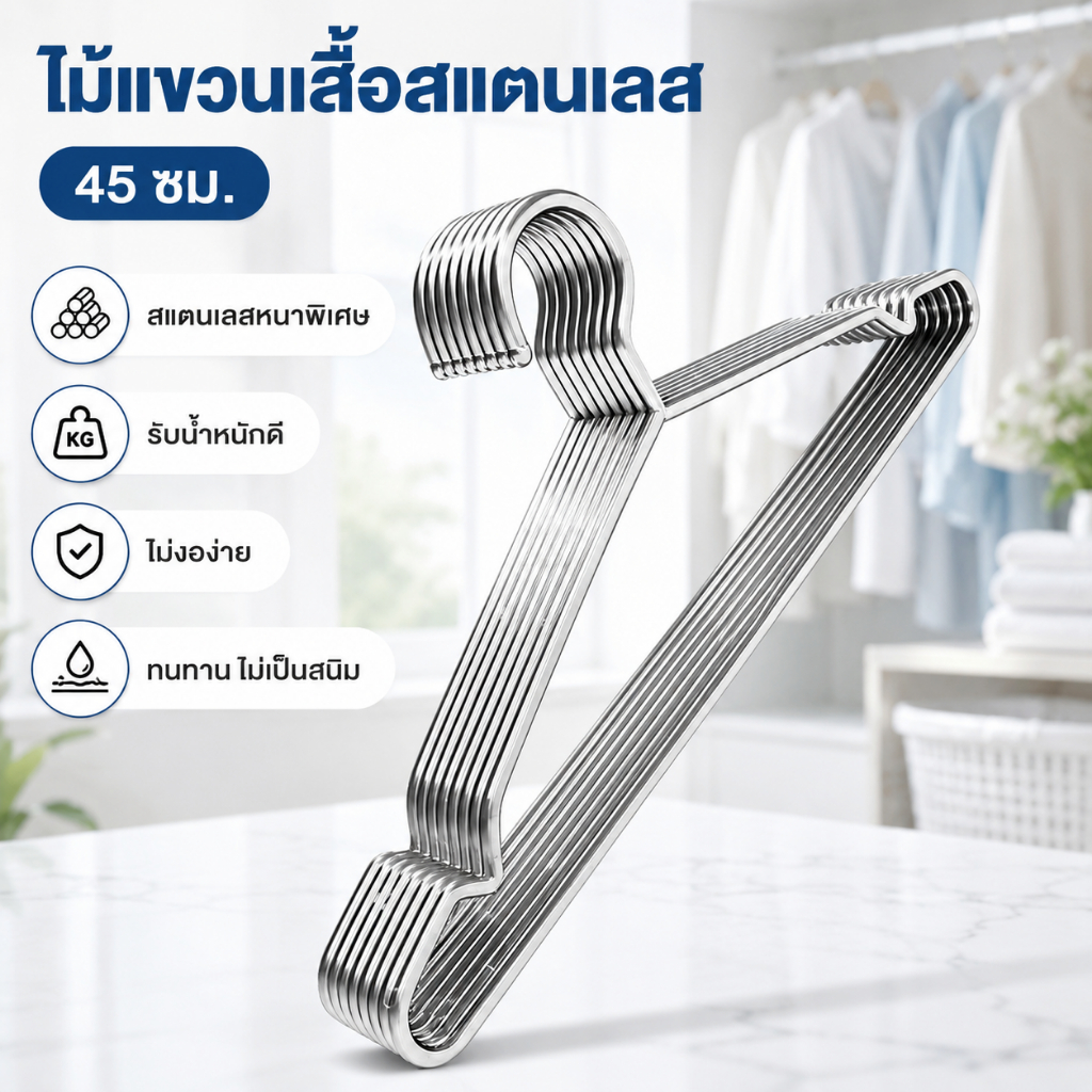 ราวตากผ้าสแตนเลส 304 ไม่เป็นสนิม แข็งแรงไม่ลื่น สำหรับผู้ใหญ่ แบบหนา ใช้ได้อเนกประสงค์ แขวนชุดชั้นใน ถุงเท้า
